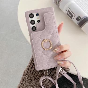 Imagem de MVVKKY Capa transversal para celular Galaxy M54, carteira, porta-cartões, anel (para Galaxy M54/roxa)