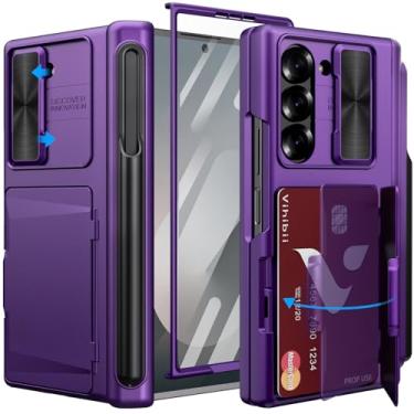 Imagem de Vihibii Capa para Samsung Galaxy Z Fold 6 com suporte para caneta S e porta-cartões, capa protetora para câmera, proteção de dobradiça e protetor de tela, capa carteira resistente de corpo inteiro