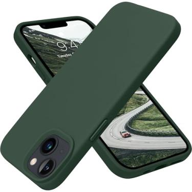 Imagem de OTOFLY Capa magnética para iPhone 13 e iPhone 14 [compatível com Magsafe] silicone à prova de choque, proteção contra quedas de grau militar, forro de microfibra macio, verde floresta