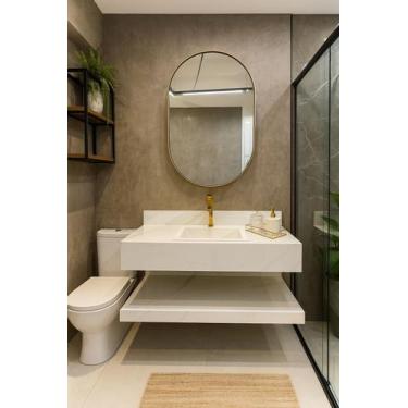 Imagem de Bancada em Porcelanato para Banheiro 80cm Com Cuba - Darabas Agardi