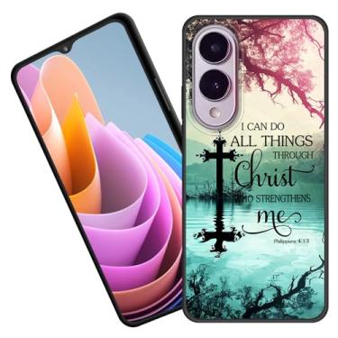 Imagem de BFUKVOU Capa para Galaxy S25 Edge, capa protetora de corpo inteiro de borracha de silicone macio premium para Samsung Galaxy S25 Edge 6,7 polegadas 2025, versículos bíblicos Filipenses 4:13