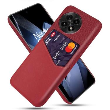 Imagem de Capa para Oneplus 13,Tela e tampa de couro PU,Antideslizante,360°cobertura completa à prova de choque com 1 slot de cartão atrás,Prevenção de queda-Red