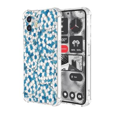 Imagem de JDYGWK Capa For Nothing Phone 2, estampa floral transparente, silicone TPU macio, fina, à prova de choque, capa protetora antiarranhões para telefone 2, azul branco floral