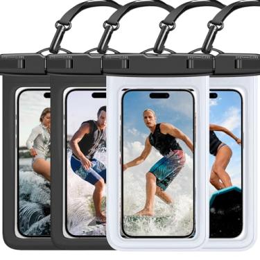 Imagem de Arla Youky Bolsa de telefone impermeável IP68 flutuante à prova d'água, bolsa seca cruise Essentials com cordão ajustável para iPhone 16 Pro Max/15 Pro/Galaxy S24 S23 (preto e transparente)