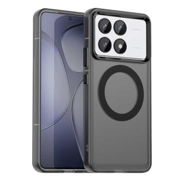 Imagem de Capa compatível com Redmi K70 5G / K70 Pro 5G, suporta carregamento sem fio, capa magnética à prova de choque, compatível com Xiaomi Poco F6 Pro 5G capa preta