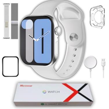 Imagem de Relogio Inteligente Smartwatch Marca MICROWEAR (W10 Pro Serie 10 Amoled Chatgpt Nfc Gps) Decibéis Ip68 Masculino e Feminino+Brindes (Branco)