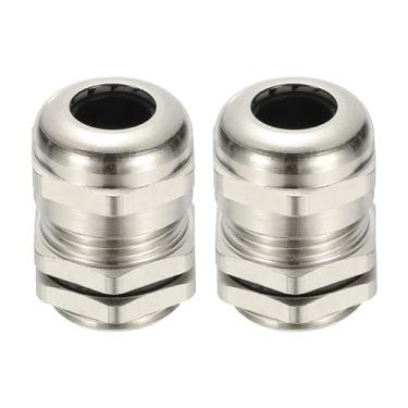 Imagem de PATIKIL Prensa-cabos elétricos à prova d'água, M18, 2 peças de cabo de latão niquelado de 5-10 mm, protetor de fio elétrico para caixa de cabo externo caixa de junção