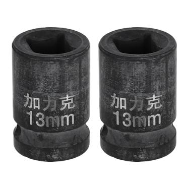Imagem de HARFINGTON 2 peças soquete quadrado de 4 pontos 1/5.1 cm Drive 13 mm soquete de impacto quadrado métrico CR-V Blackening luva de roda padrão ferramenta de manga pneumática para reparo de automóveis