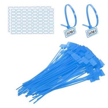 Imagem de PATIKIL Abraçadeiras de 20,32 cm, 100 peças, etiquetas de fio de nylon, etiquetas de marcação de fio de nylon, tiras de plástico autobloqueadas, escreva com etiquetas de papel para organização de fio