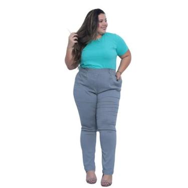 Imagem de Calça Feminina Lisa Plus Size Casual - Cacharrel Store, G2, Cinza