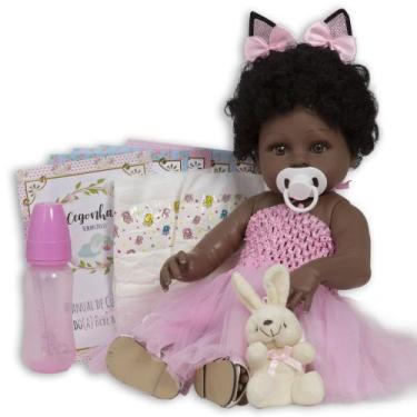 Imagem de Bebe Reborn Negra Princesa Coelhinha Com Chupeta 13 Itens - Cegonha Re