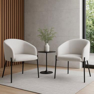 Imagem de Kit com 2 Poltronas Laura com Base Fixa em Aço Carbono Preto Fosco – Exclusiva