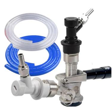 Imagem de LUCKEG Sankey Kegerator Dispensador de torneira de barril D com adaptador de acoplador de barril, kit de conversão de trava esférica, conjunto de desconexão de bloqueio de bola com linha de cerveja de