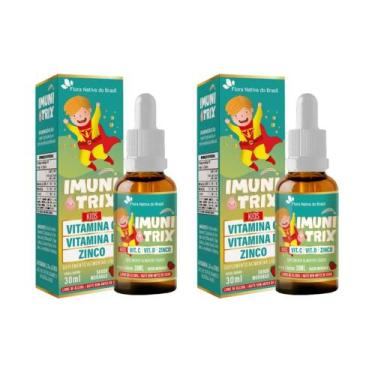 Imagem de Kit 2 ImuniTrix Infantil Vitaminas C D Zinco 2x30ml Morango Flora Nati