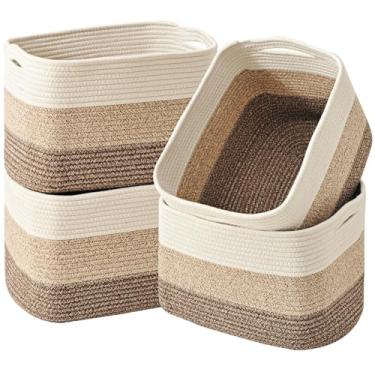 Imagem de ICERZCZ Cestas de armazenamento para organização e prateleiras, caixas de organização de corda de algodão para brinquedos de cães, roupas, livros, organizador de berçário, 38 cm C x 28 cm L x 24 cm A
