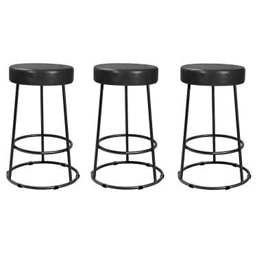 Imagem de Kit 3 Banquetas Roma 70cm Couríssimo - Salaone Preto