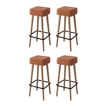 Imagem de Kit 4 Banquetas Dubai 70cm Couríssimo - Salaone Amarula