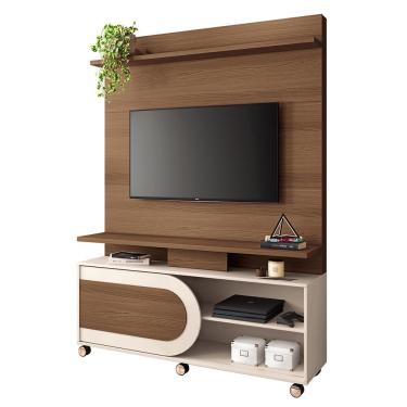 Imagem de Estante Home Theater Órbis para TV até 55” - HB Móveis Castanho/Off White