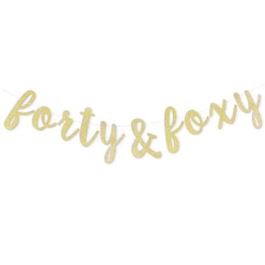 Imagem de Forty & Foxy Gold Glitter Cursive Script Bunting Banner Cheers to 40th Happy Birthday 40 Years Old Funny Bday Party Decoration Fireplace Table Wall Sign - Não é necessário fazer você mesmo