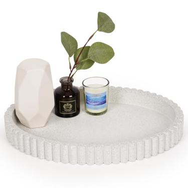 Imagem de Cathyeen Bandeja oval para decoração de mesa de café, bandejas de mesa de centro de concreto de 33 cm, bandeja decorativa de mesa para decoração de casa, bandejas de centro decorativas modernas