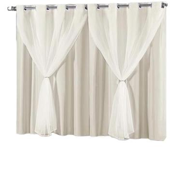 Imagem de Cortina Blackout Blecaute com Voil Liso 1 Parte (1,40m x 1,80m)(Marfim)