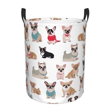 Imagem de Cesto de lavanderia com estampa de pug, chihuahua, dobrável, impermeável, cesto de armazenamento de roupas com alças, pano Oxford, organizador de brinquedos, cesta para banheiro, lavanderia, quarto
