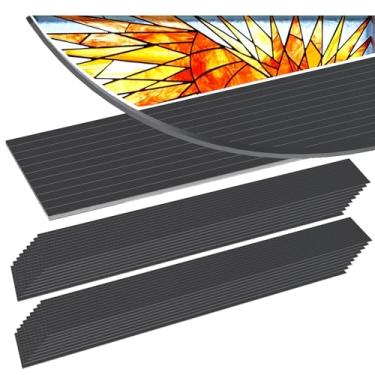 Imagem de IRWORHDR Linhas de chumbo autoadesivas de vidro de 216 pés, tiras de vitral de silicone (30 cm x 1/20.3 cm por tira) – 18 folhas para janela DIY, garrafa, pintura em vaso, 216 tiras no total