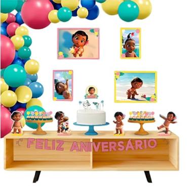 Imagem de Kit Festa Fácil Moana Baby com 40 Peças para Decoração