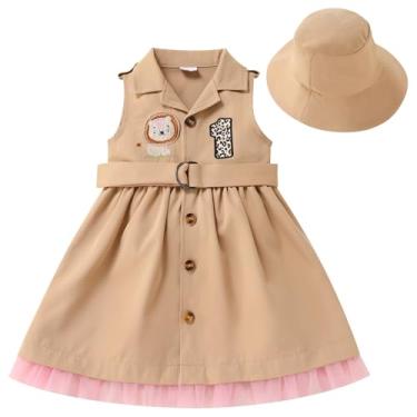 Imagem de IDOPIP Roupa de safári para bebês meninas selvagens de 1º aniversário, roupa de safári de animais selvagens, tutu, vestido com chapéu, para meninas, vestido de festa de Halloween, roupa para sessão de