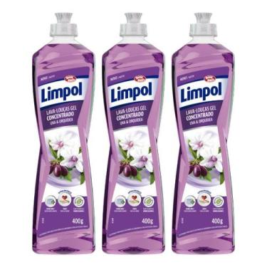 Imagem de Detergente Gel Concentrado Limpol Uva Orquídea 400ml Kit C/3 Unidades