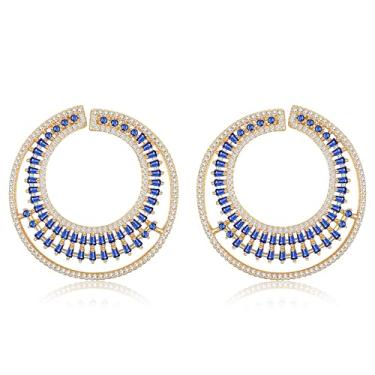 Imagem de Brincos grandes redondos de cristal de ouro para mulheres de prata esterlina hipoalergênicos grandes zircônia cúbica strass brincos de argola joias para esposa, mãe e ela, Large, Cobre, Zircônia