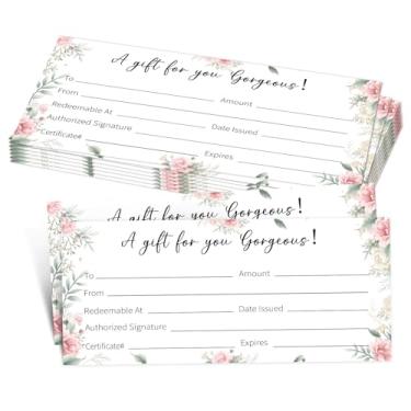 Imagem de 25 vales de presente em branco para empresas, vale de presente floral para salão, spa, restaurantes, casamento, aniversário, Natal, vouchers personalizados para clientes, 8 x 20 cm - 02