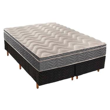 Imagem de Cama Box Queen: Colchão Ortopédico D45/Ep Anatômico Confort Mega Firme + Base Fantasy Black(158X198)