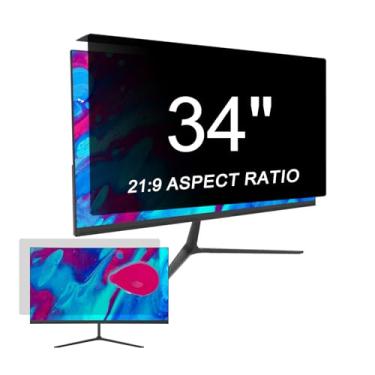 Imagem de LYLSMGS Tela de privacidade de 86 cm para monitor de computador, protege seus olhos do brilho e da luz azul, protetor de tela de privacidade 21:9 antiespião suspenso (81,5 cm x 36,5 cm)