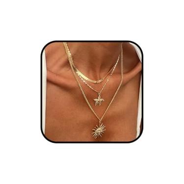 Imagem de CRUSH CR Conjunto de colares em camadas de verão para mulheres, conjunto de gargantilhas de ouro, concha do mar, estrela-do-mar, cavalo-marinho, conjunto de gargantilha ajustável, boêmio, para férias