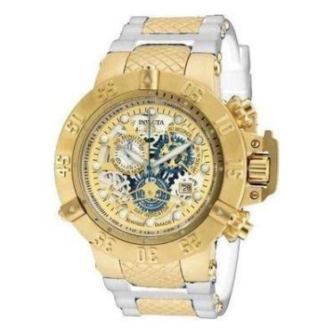 Imagem de Relógio Invcta Subaqua Noma lll Branco C/Dourado Completo - Majestoso 