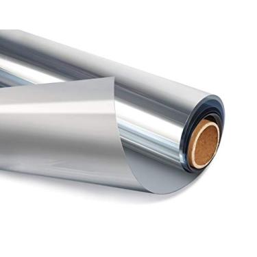 Imagem de Película de janela unidirecional HIDBEA não adesiva, privacidade diurna, espelhada, refletiva, película de vidro para casa, controle de calor, bloqueio de UV, autoestático, adesivos de janela (prata, 44 cm x 18 cm)