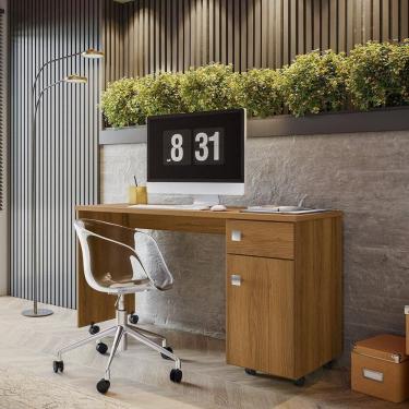 Imagem de Escrivaninha Office Malta - 1 Gaveta Com Chave E Rodízios Freijó - Lukaliam Móveis Freijó