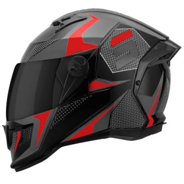 Imagem de Capacete Moto Pro Tork Stealth Concept Fechado Integral Esportivo Aerodinâmico Masculino Feminino Viseira Fumê Escura (62,CINZA - VERMELHO)