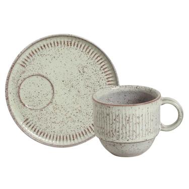 Imagem de Xicara de Café com Pires Linhas Pistache Porto Brasil 230 ml