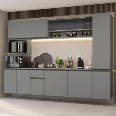Imagem de Armário de Cozinha Completa 280 cm Suspensa Cinza Nice Madesa 05, Cinz