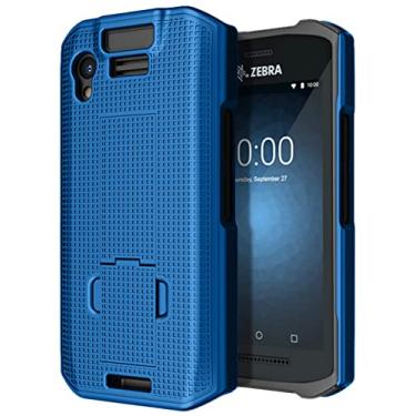 Imagem de Nakedcellphone Capa com suporte para scanner de computador móvel Zebra TC21 TC26, capa protetora rígida fina texturizada com suporte - azul cobalto