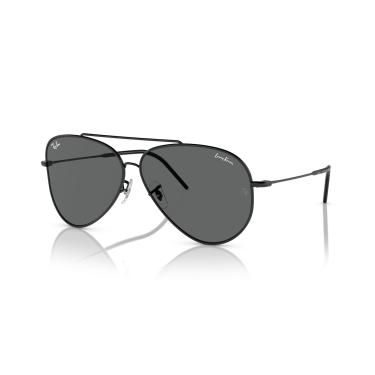 Imagem de Óculos de Sol Ray-Ban Aviator Reverse 0RBR0101S 002/GR Tam 62 / Preto - Lentes Cinza Escuro