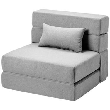 Imagem de SUYOLS Sofá-cama dobrável com travesseiro - Cadeira conversível sofá de chão e colchão de dormir, cama dobrável de espuma viscoelástica para sala de estar/dormitório/quarto de hóspedes/escritório em