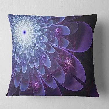 Imagem de Design de pétalas de flores fractais roxas close-up 'floral sala de estar, sofá, almofada de alta qualidade + capa de almofada impressa em ambos os lados 66 cm x 66 cm