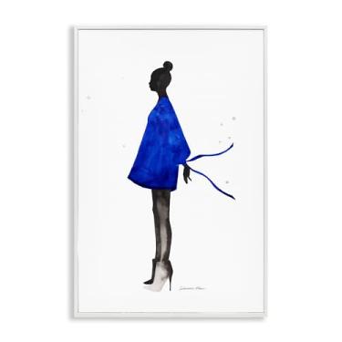 Imagem de Stupell Industries Silhueta de vestido azul com design de arte giclée emoldurada branca por Simone Elum, 76 x 50 cm