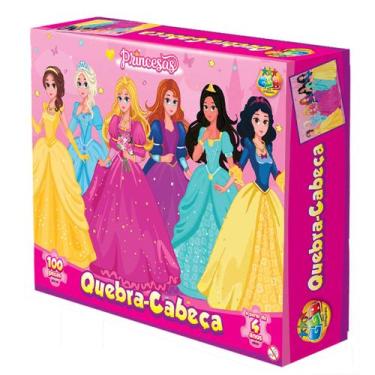 Imagem de Quebra Cabeça Princesas Jogo 100pçs Educativo Pedagogico - GGB