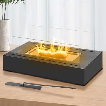 Imagem de Fogareiro camping, Fogareiro, Lareira Ecológica a Álcool Ou Etanol Aço Preta 35x18x6cm, Lareira Portátil Decorativa de Mesa Branco Design Moderno 35cm