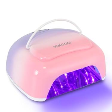 Imagem de Kikugu Lâmpada de unhas LED UV recarregável sem fio, luz UV de 96 W para unhas de gel com refletor metálico e base de metal, lâmpada de cura rápida, manicure, pedicure, ideal para salão de beleza