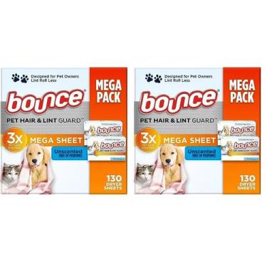Imagem de Lençóis secadores Bounce Pet Hair e Lint Guard 130 unidades x2